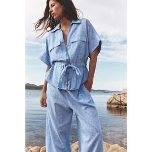 Zara Light Blue Denim Top